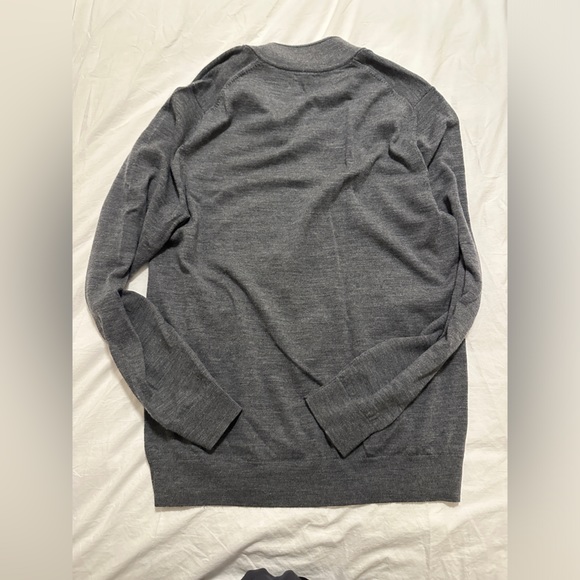 Grey long sleeve quarter zip wool sweater men’s - Picture 2 of 4